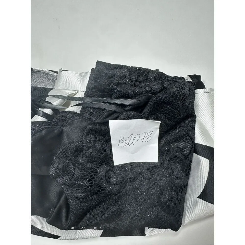 BCX Masy’s Girls 2-Pc Scalloped Top & Floral-Print Skirt Set Sz 14 Black White